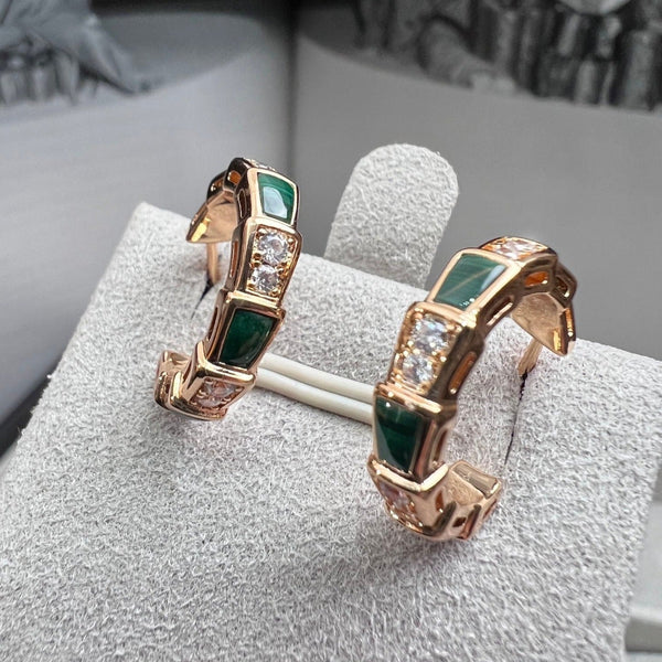 <MAGIC>SERPENTI MALACHITE PINK GOLD EARRINGS