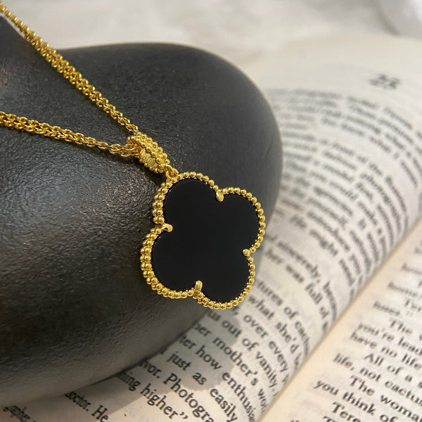 ˇMagic JewelryˇCLOVER 25MM NECKLACE GOLD ONYX
