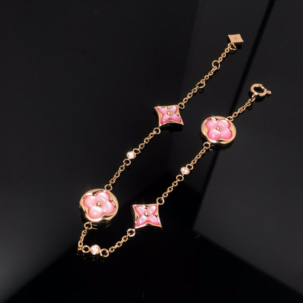 <MAGIC>STAR AND SUN 4 MOTIF PINK MOP PINK GOLD BRACELET