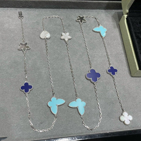 ˇMagic JewelryˇLUCKY CLOVER SILVER 11 MOTIF NECKLACE