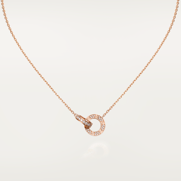 <MAGIC>LOVE 7.6MM NECKLACE ROSE GOLD AND SILVER  FULL DIAMOND