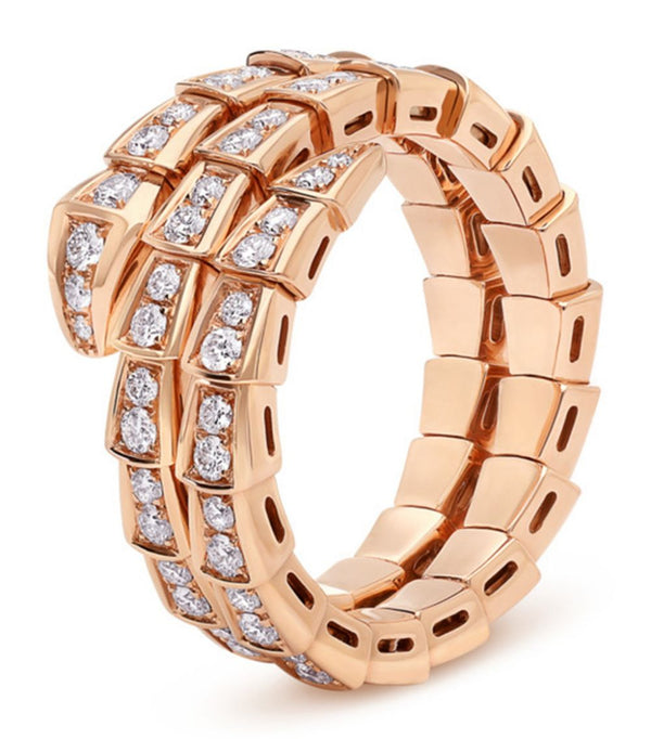 <MAGIC>SERPENTI RING PINK GOLD DIAMOND DOUBLE ROW