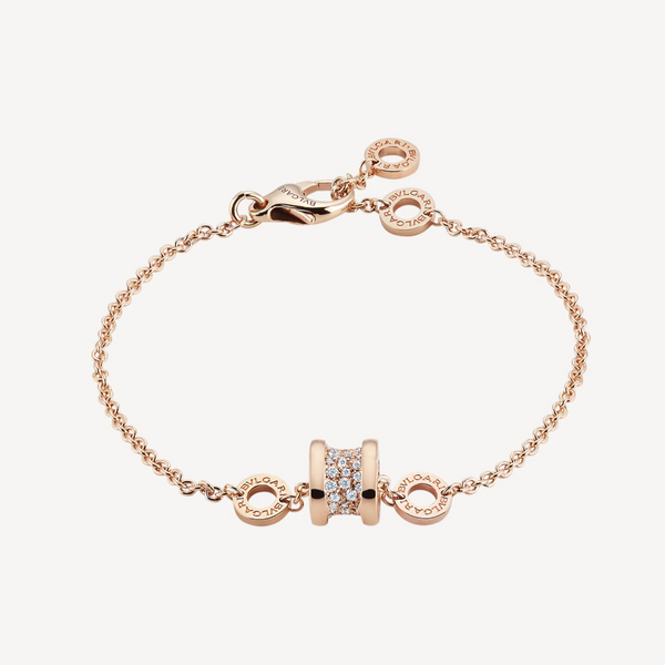 <MAGIC>ZERO 1 SOFT PINK GOLD WITH PAVED DIAMONDS ON THE SPIRAL BRACELET