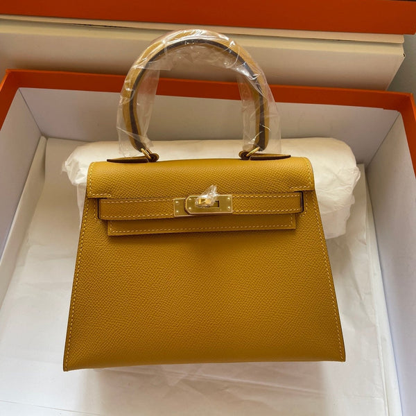 KELLY MINI 20 BAG IN DIJON YELLOW CALFSKIN WITH GOLD HARDWARE (MADE-TO-ODER)
