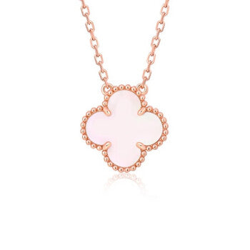 ˇMagic JewelryˇCLOVER 15MM PINK MOTHER-OF-PEARL SINGLE FLOWER NECKLACE
