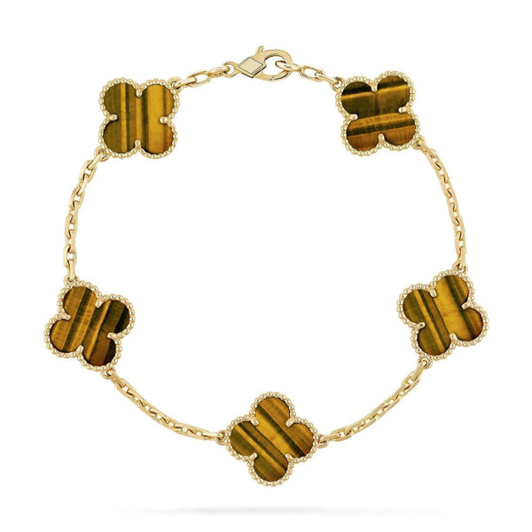 ˇMagic JewelryˇCLOVER  5 MOTIFS TIGER EYE BRACELET