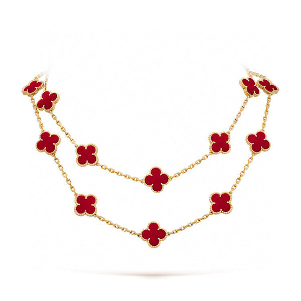 ˇMagic JewelryˇCLOVER 20 MOTIFS CARNELIAN NECKLACE