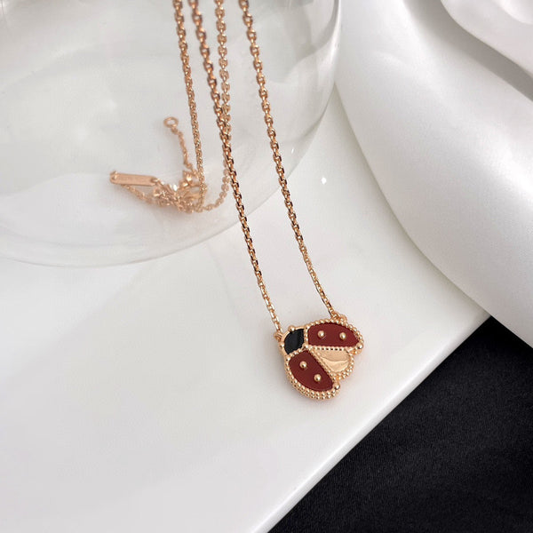 ˇMagic JewelryˇLUCKY  CARNELIANS LADYBUG NECKLACE