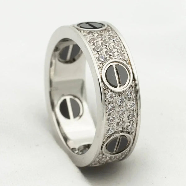 <MAGIC>LOVE RING 5.5MM DIAMONDS PAVED CERAMIC
