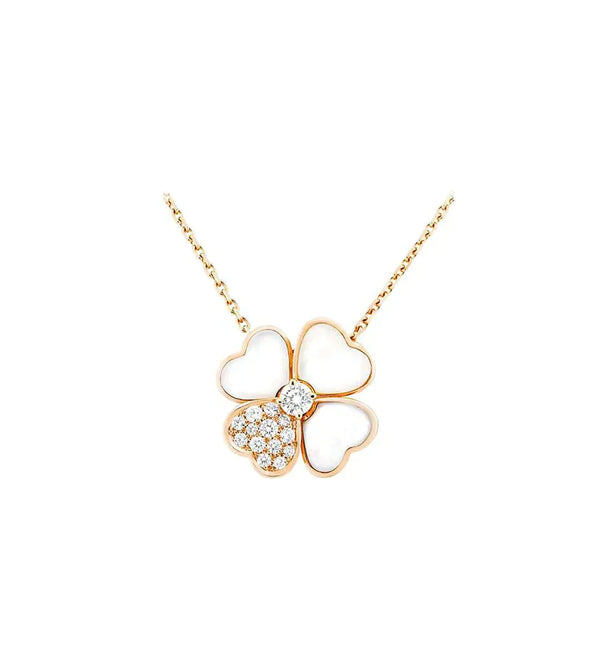 ˇMagic JewelryˇCLOVER MOP DIAMOND ROSE GOLD NECKLACE