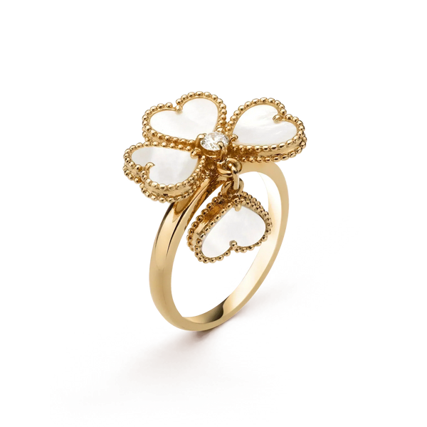 ˇMagic JewelryˇSWEET CLOVER WHITE MOP RING