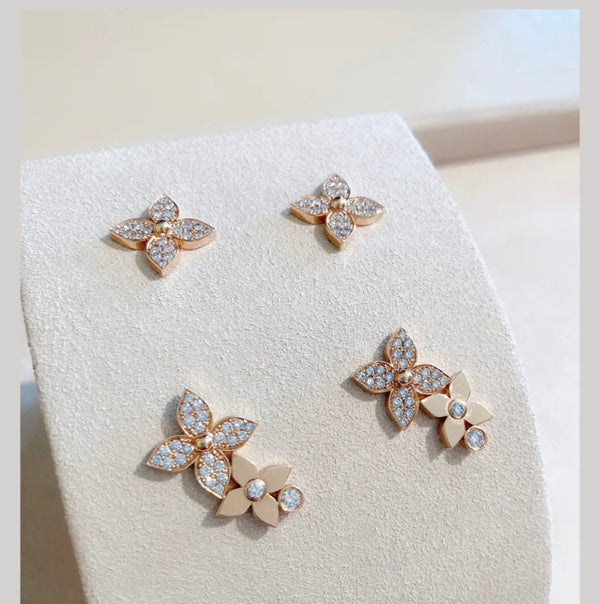 <MAGIC>STAR BLOSSOM STUD EARRINGS PINK GOLD DIAMONDS
