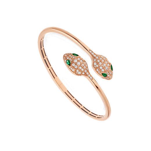 <MAGIC>SERPENTI BRACELET PINK GOLD MALACHITE DIAMOND DOUBLE SNAKE