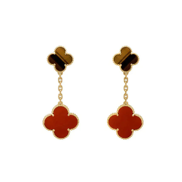 ˇMagic JewelryˇCLOVER  2 MOTIF  TIGER EYE CARNELIAN EARRINGS